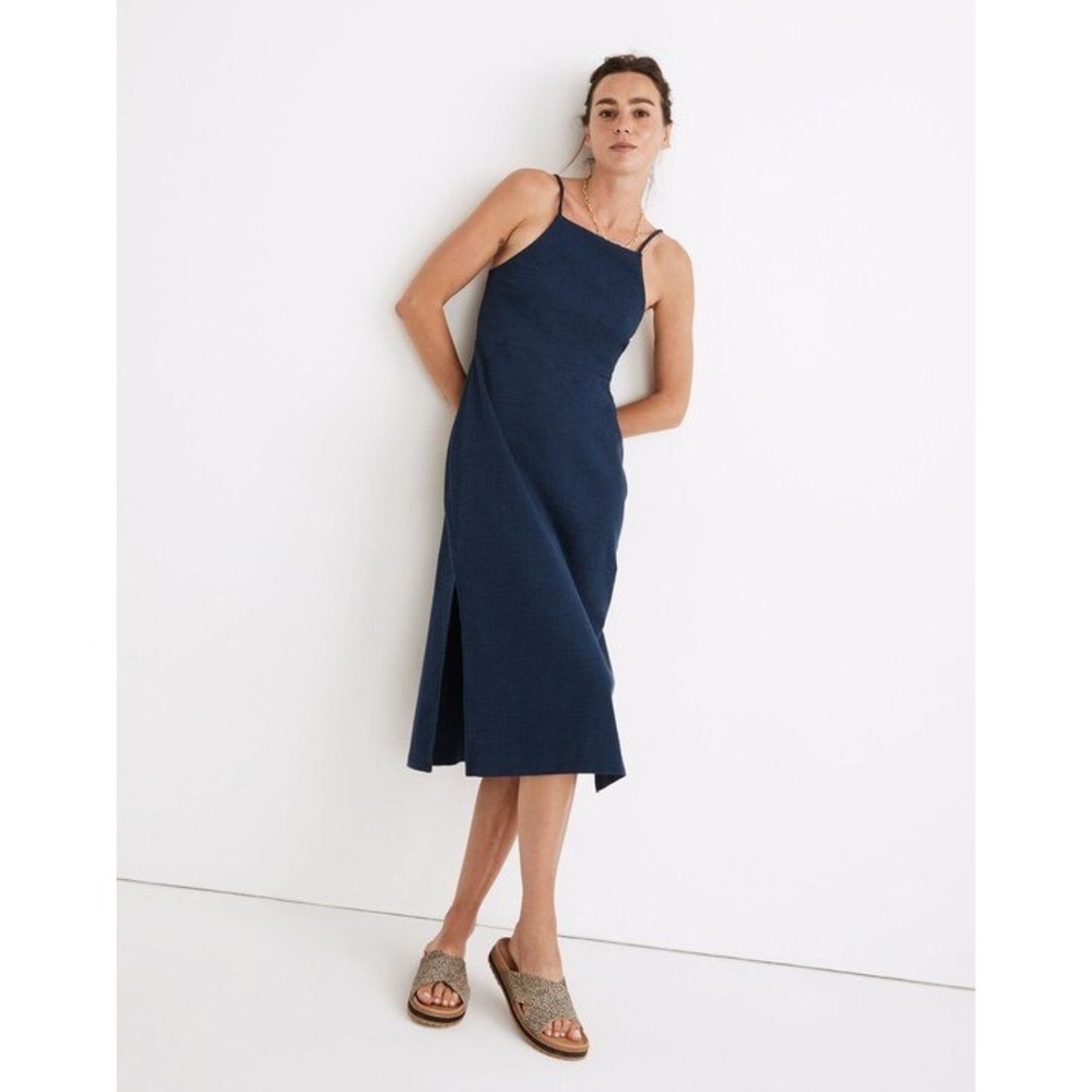 Madwell NWT Knit Apron Cami Dress Classic Indigo Blue Midi- Small